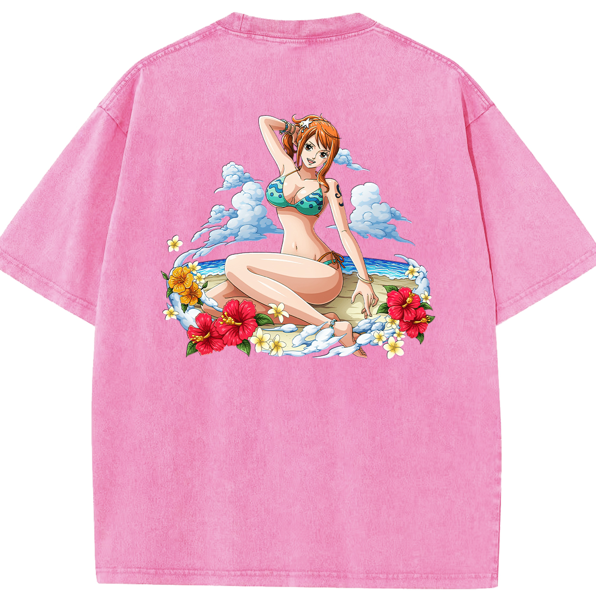ワンピース ナミ ONE PIECE Nami 綿100% ヴィンテージ風 半袖Tシャツ（背面プリント）